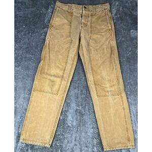 Madewell Pants Mens 30x29 Khaki Canvas Double Knee Button Fly Relaxed Straight